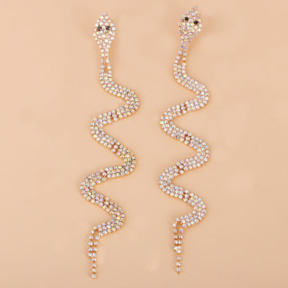 New  Inlaid  Diamond Snake Earrings