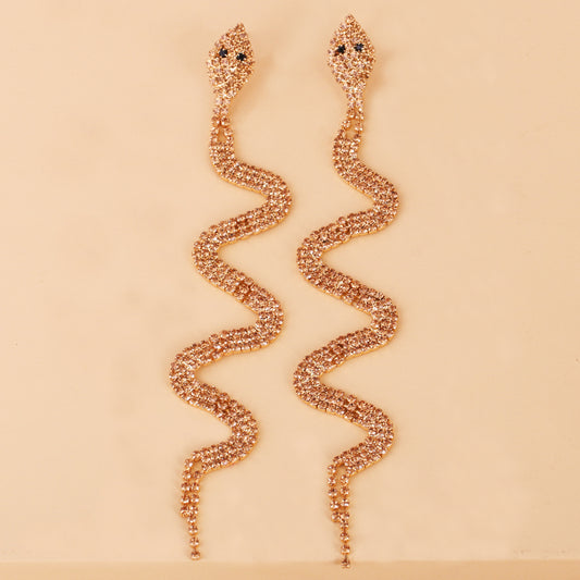 New  Inlaid  Diamond Snake Earrings