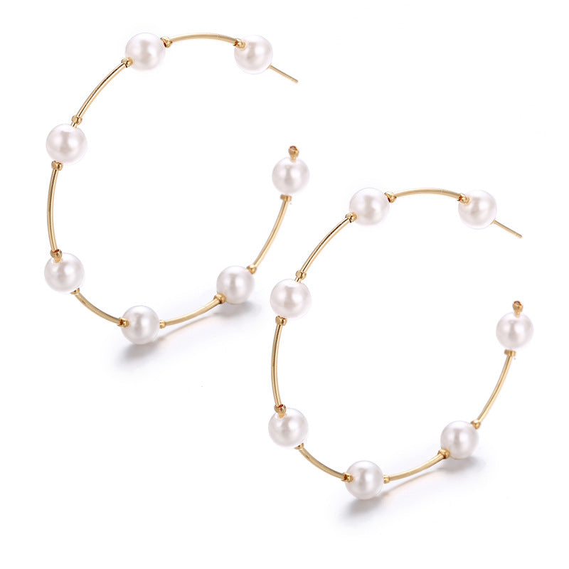 Simple Large Circlecreative Retro Simple Pearl Earrings