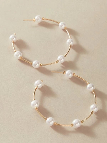 Simple Large Circlecreative Retro Simple Pearl Earrings