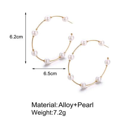 Simple Large Circlecreative Retro Simple Pearl Earrings