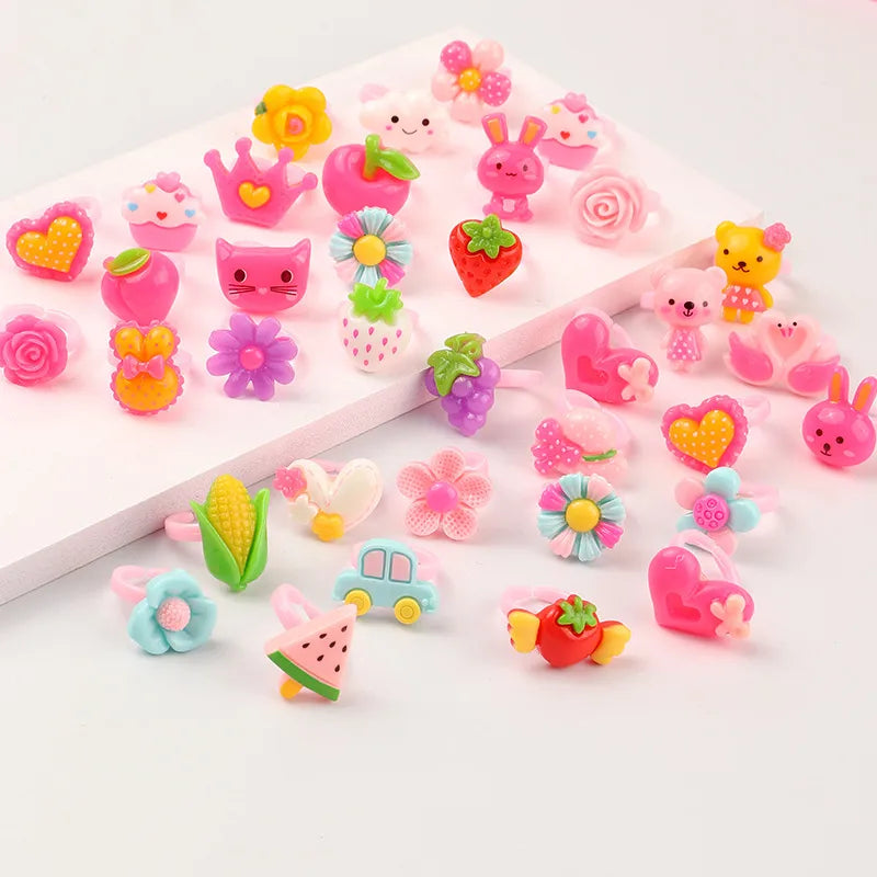 24 Love Boxed Set Box Cartoon Ring Set Children'S Resin Plastic Ring Wholesale Nihaojewelry