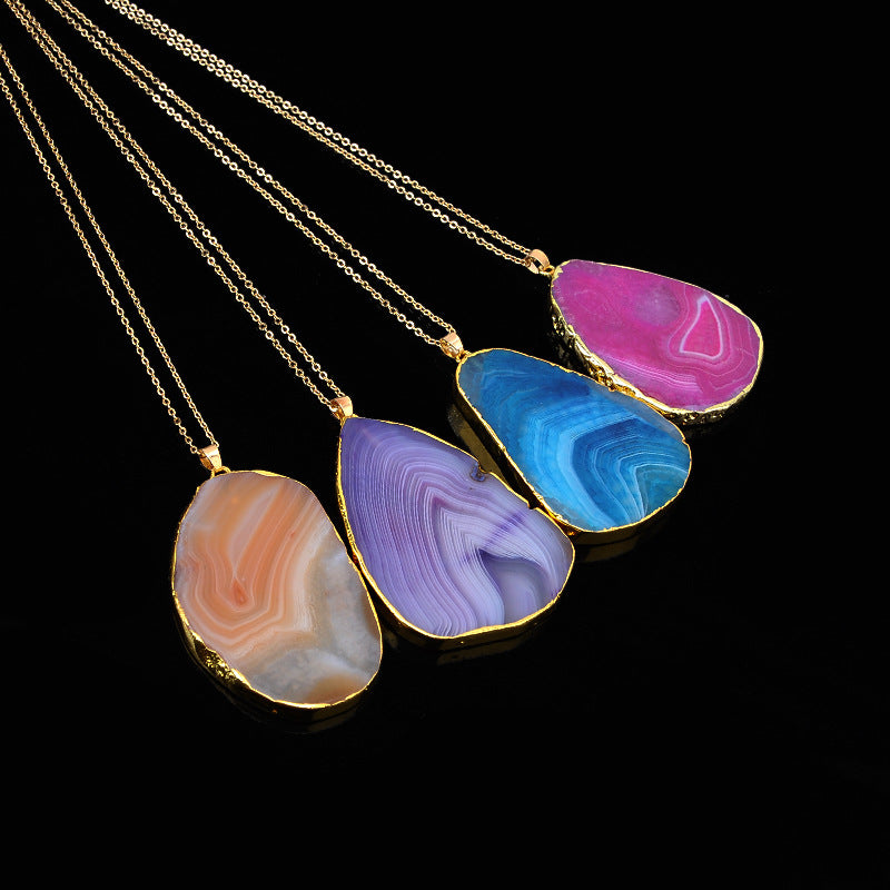 Simple Style Water Droplets Alloy Natural Stone Chain Necklace