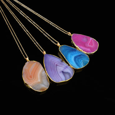 Simple Style Water Droplets Alloy Natural Stone Chain Necklace