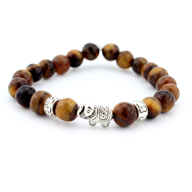 1 Piece Retro Elephant Natural Stone Plating Bracelets