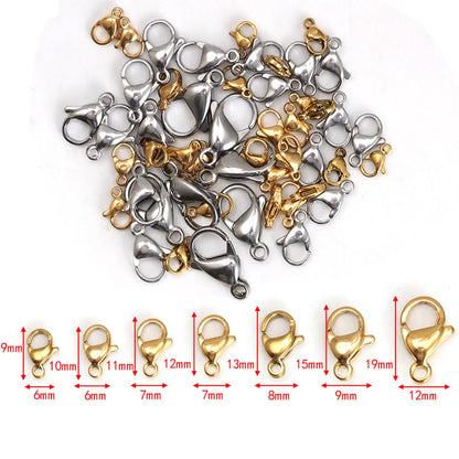 25 Pieces Per Pack 304 Stainless Steel Solid Color Lobster Clasp