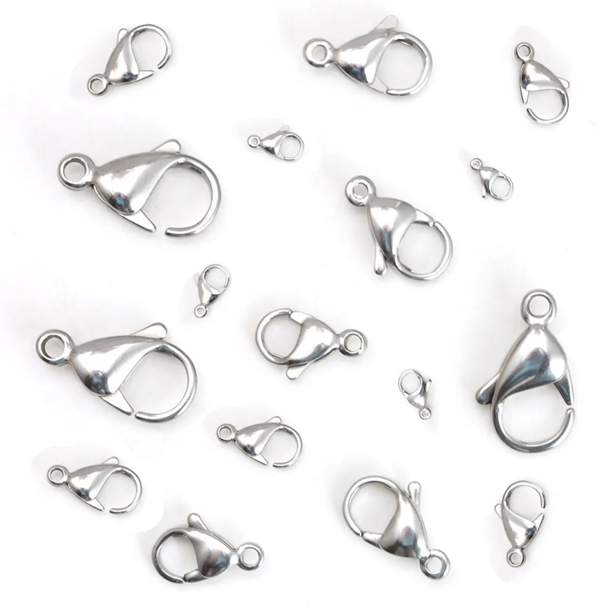 25 Pieces Per Pack 304 Stainless Steel Solid Color Lobster Clasp