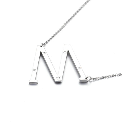 26 English Letter Pendant Diamond Stainless Steel Necklace