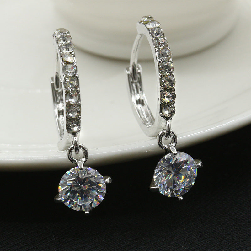 Korean Earrings Hearts And Arrows Zircon Earrings Full Diamond Crystal Earrings Wholesale