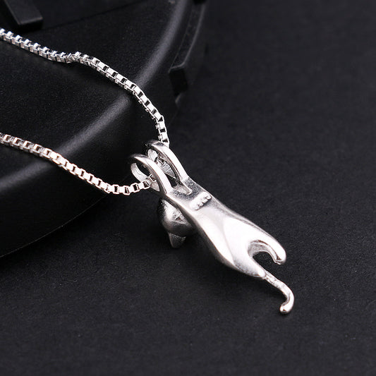 1 Piece Fashion Cat Sterling Silver Pendant Necklace
