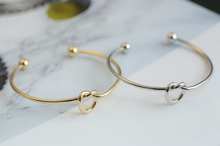 Fashion Heart Shape Bow Knot Metal Women's Bangle 1 Piece