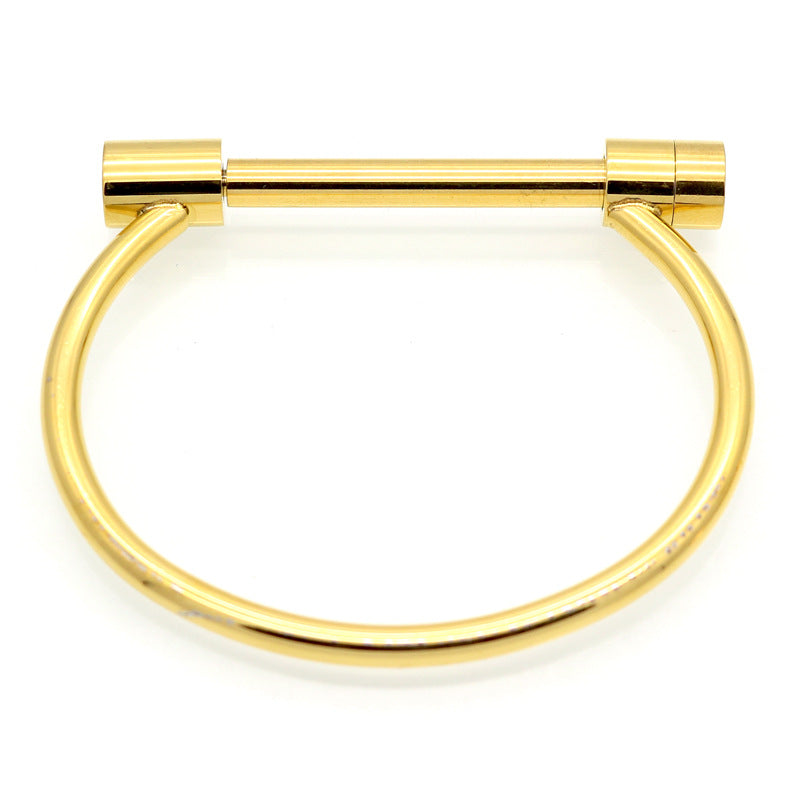 Simple Style Geometric Titanium Steel Plating Bangle