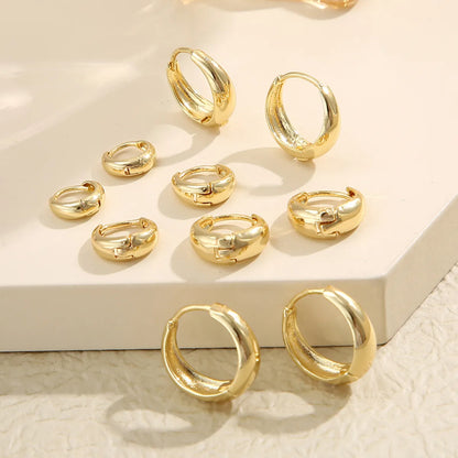 3 Pairs 5 Pairs Luxurious Simple Style Classic Style Round Water Droplets Twist Plating Alloy Gold Plated Silver Plated Hoop Earrings