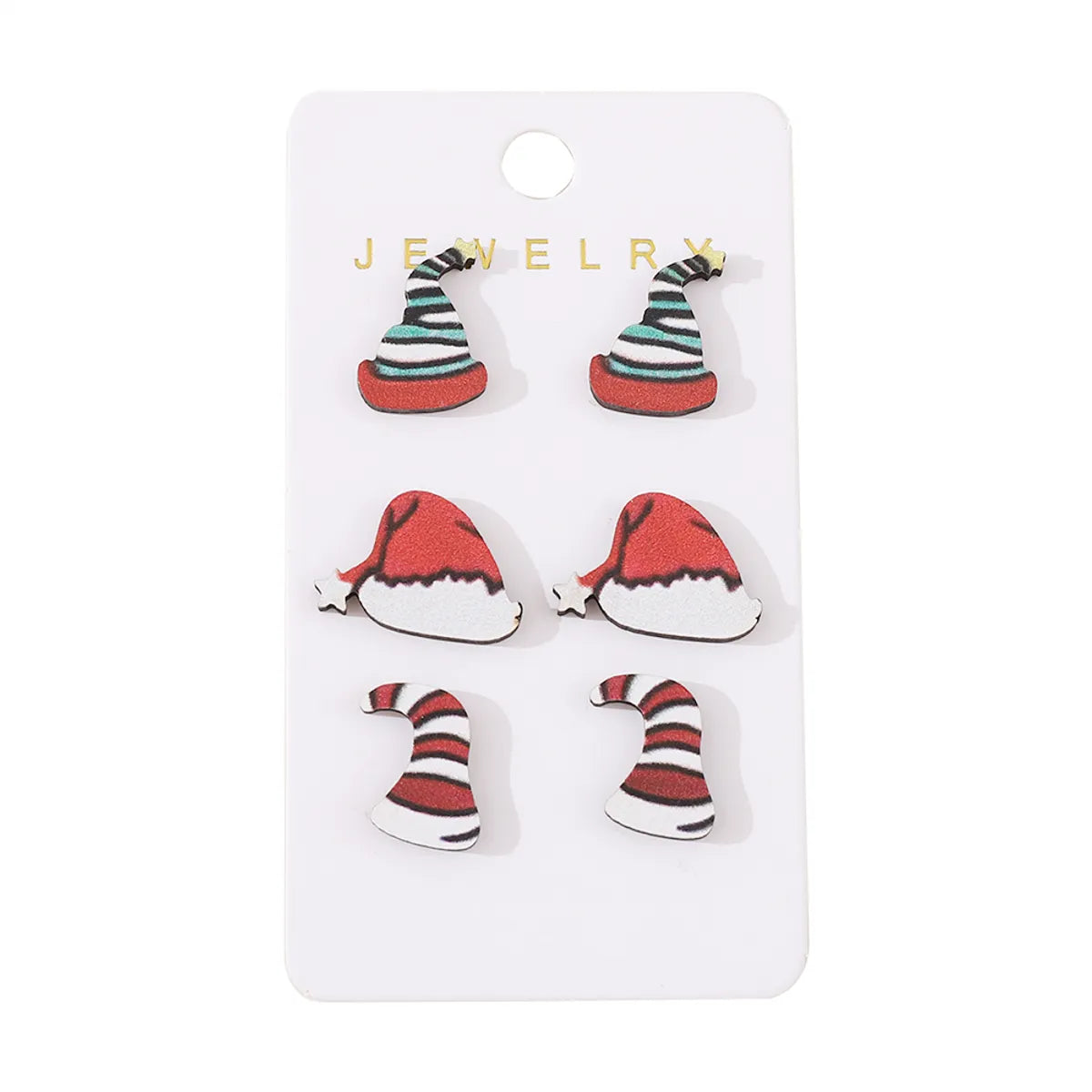 3 Pairs Cute Christmas Hat Wood