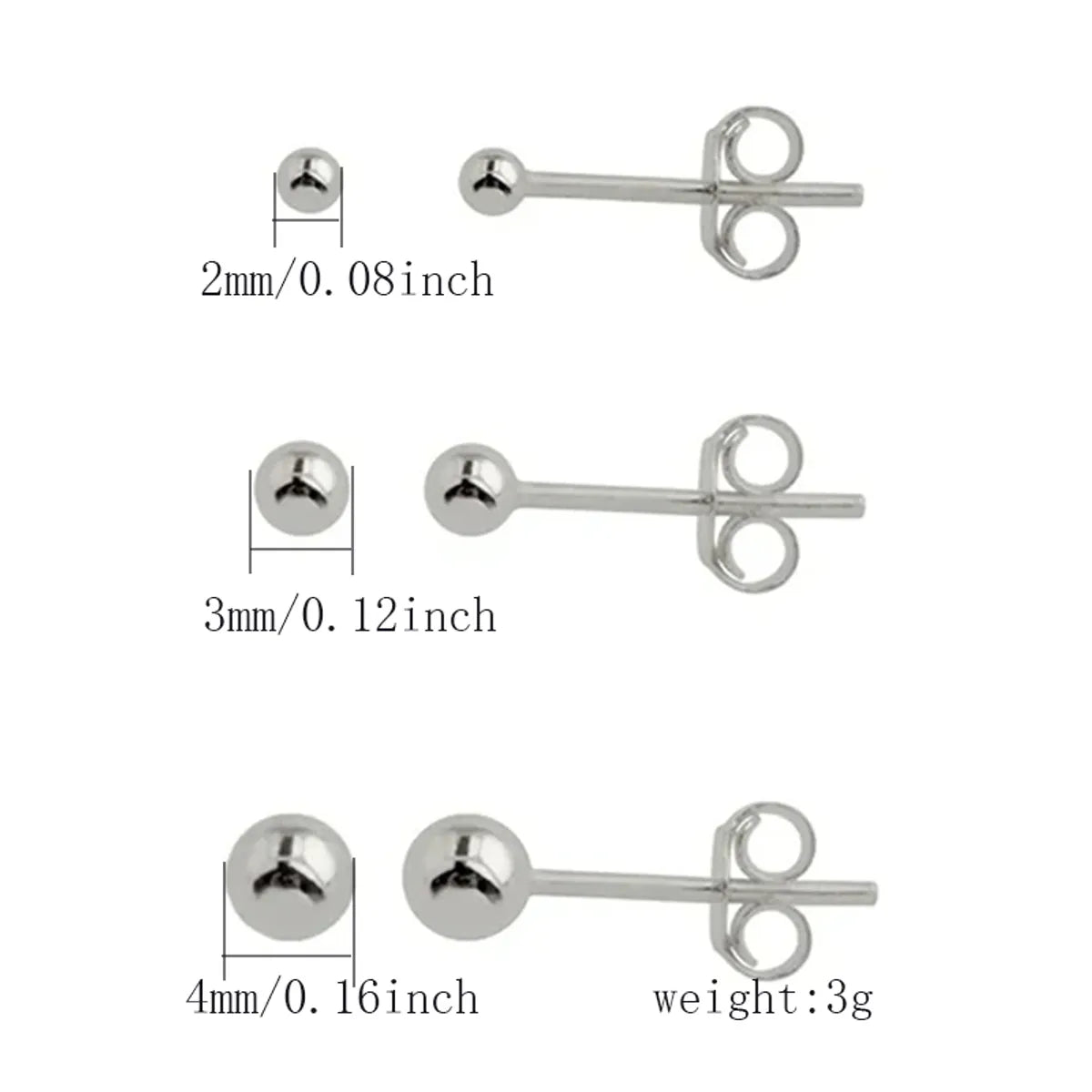 3 Pairs Cute Simple Style Classic Style Solid Color Plating Stainless Steel 14k Gold Plated Ear Studs