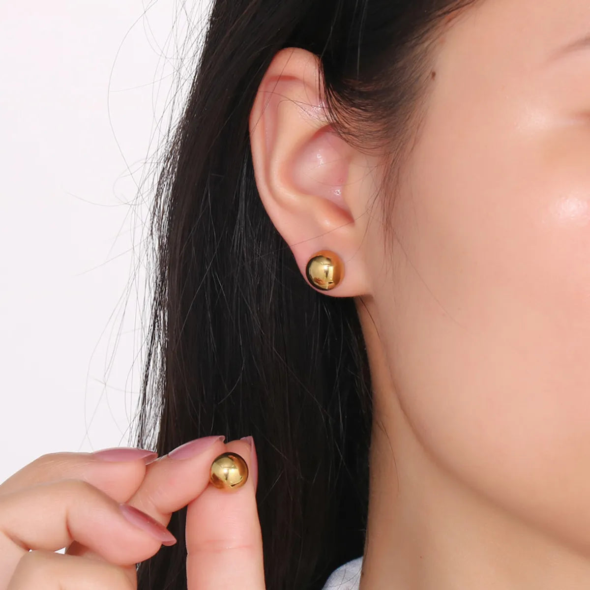 3 Pairs Elegant Cute Round Stainless Steel Ear Studs