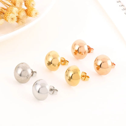 3 Pairs Elegant Cute Round Stainless Steel Ear Studs