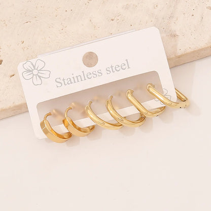 3 Pairs Elegant Glam Star Heart Shape Plating 304 Stainless Steel 18K Gold Plated Earrings