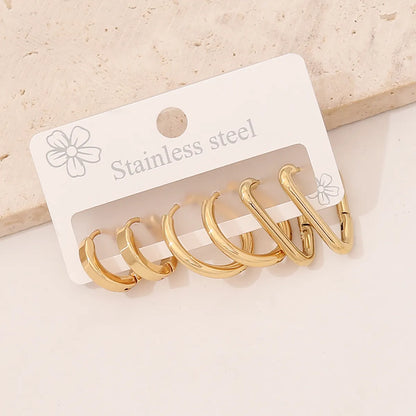 3 Pairs Elegant Glam Star Heart Shape Plating 304 Stainless Steel 18K Gold Plated Earrings