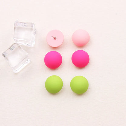 3 Pairs Elegant Simple Style Round Stoving Varnish Arylic Synthetic Resin Ear Studs