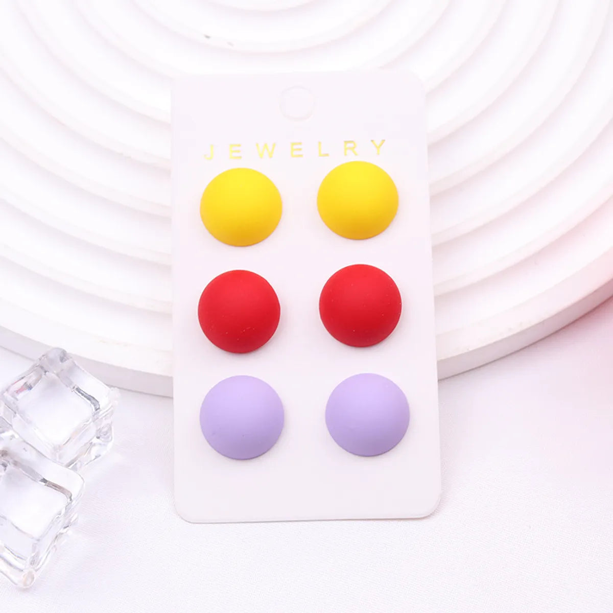 3 Pairs Elegant Simple Style Round Stoving Varnish Arylic Synthetic Resin Ear Studs