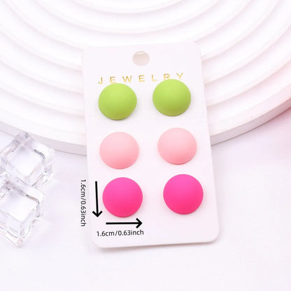 3 Pairs Elegant Simple Style Round Stoving Varnish Arylic Synthetic Resin Ear Studs