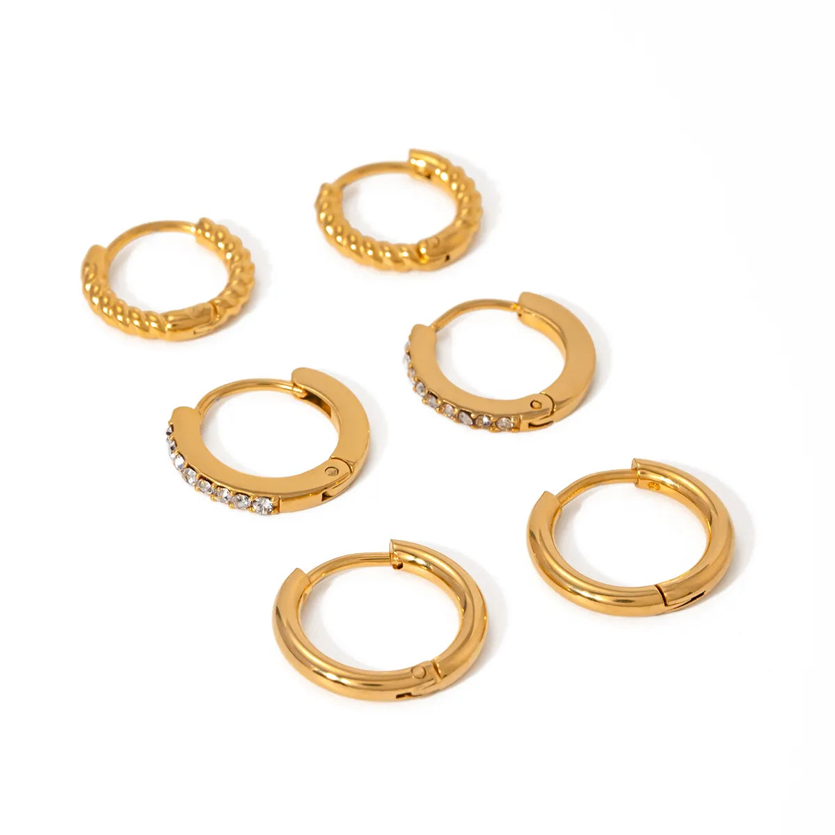 3 Pairs IG Style Circle 316 Stainless Steel  18K Gold Plated Ear Cuffs