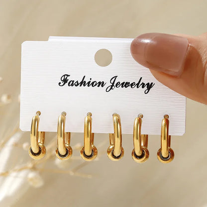 3 Pairs Ig Style Simple Style Circle Plating Copper 18k Gold Plated Earrings