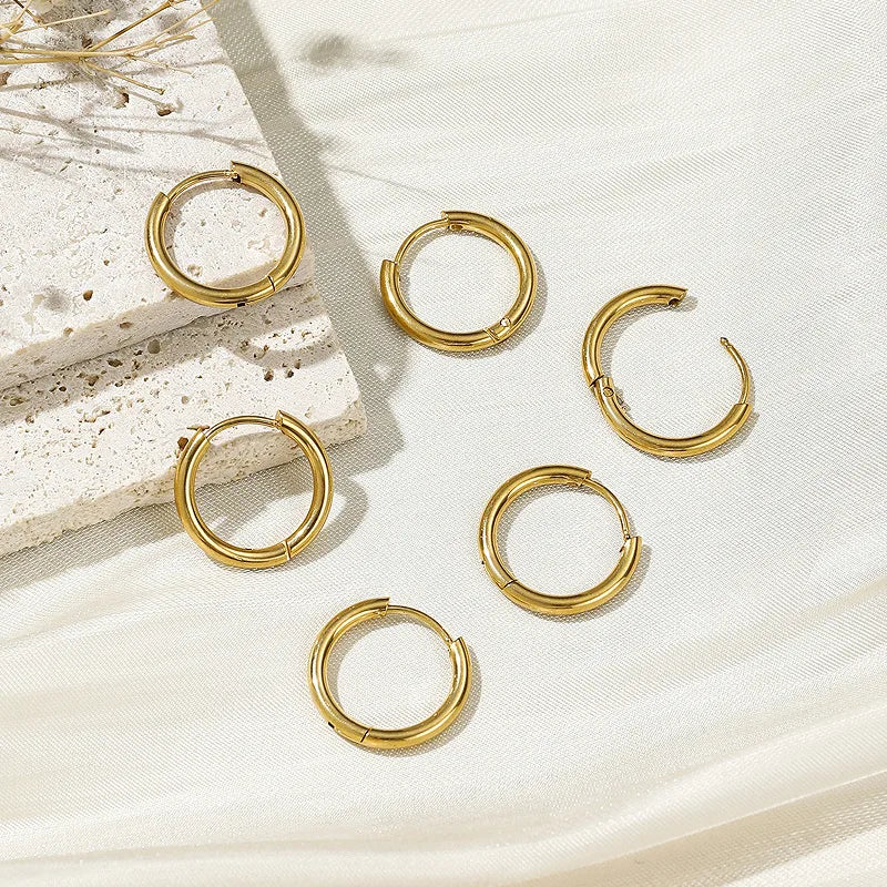 3 Pairs Ig Style Simple Style Circle Plating Copper 18k Gold Plated Earrings