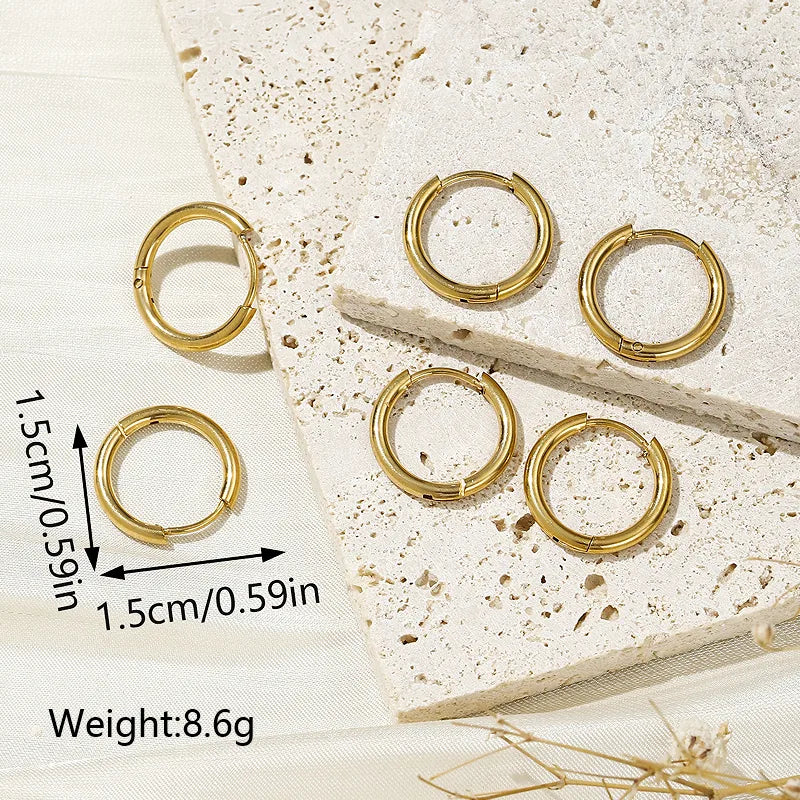 3 Pairs Ig Style Simple Style Circle Plating Copper 18k Gold Plated Earrings