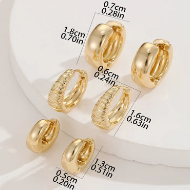 3 Pairs Simple Style Circle Alloy Hoop Earrings