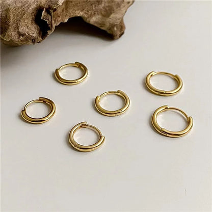 3 Pairs Simple Style Circle Polishing Plating 304 Stainless Steel 18K Gold Plated Earrings