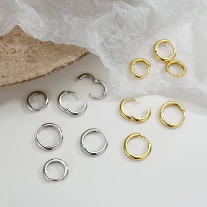 3 Pairs Simple Style Circle Polishing Plating 304 Stainless Steel 18K Gold Plated Earrings