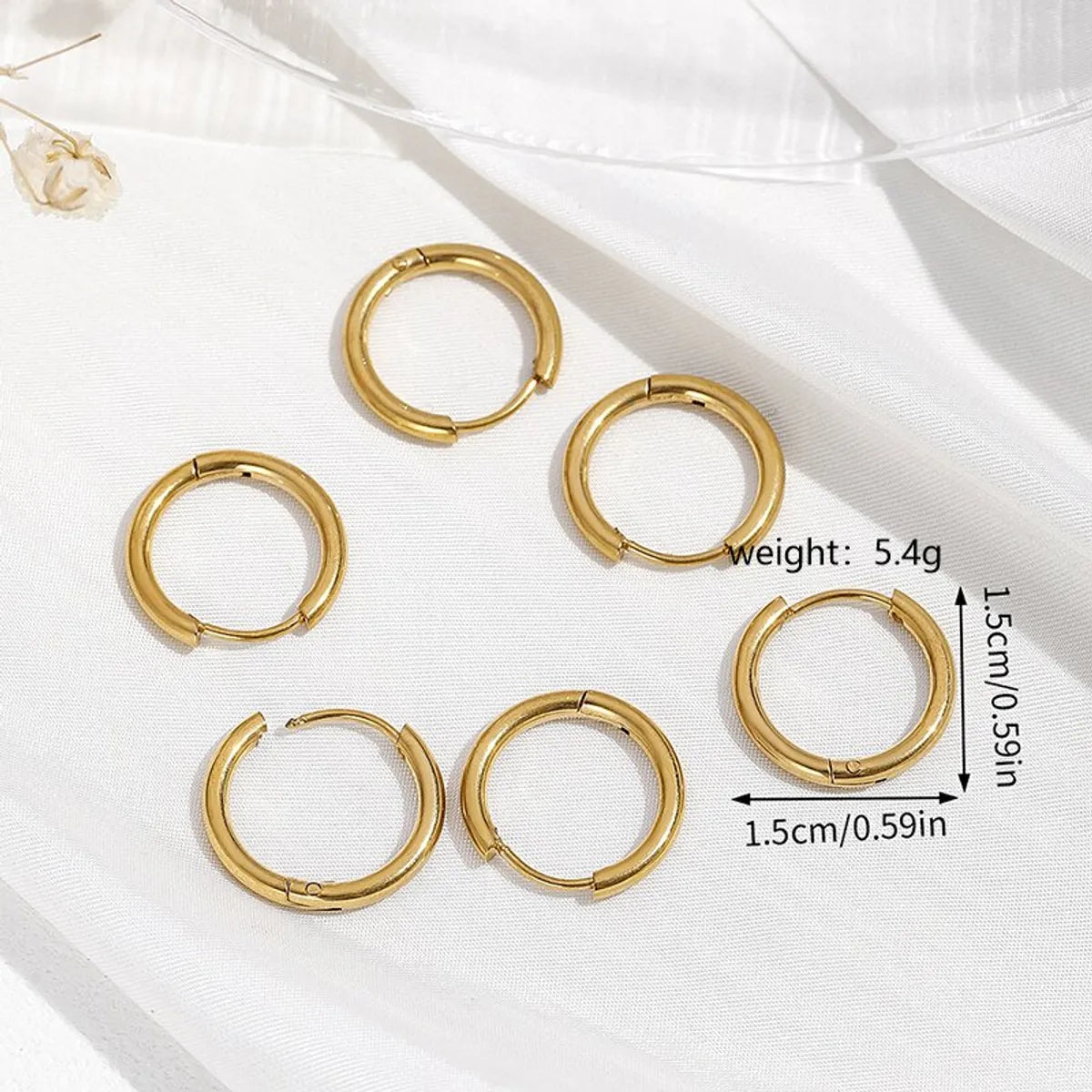 3 Pairs Simple Style Classic Style Circle Stainless Steel Hoop Earrings