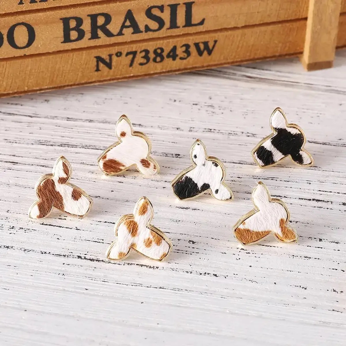 3 Pairs Simple Style Color Block Alloy Artificial Leather Gold Plated Ear Studs