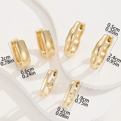 3 Pairs Simple Style Commute Circle Solid Color Plating Copper Gold Plated Earrings