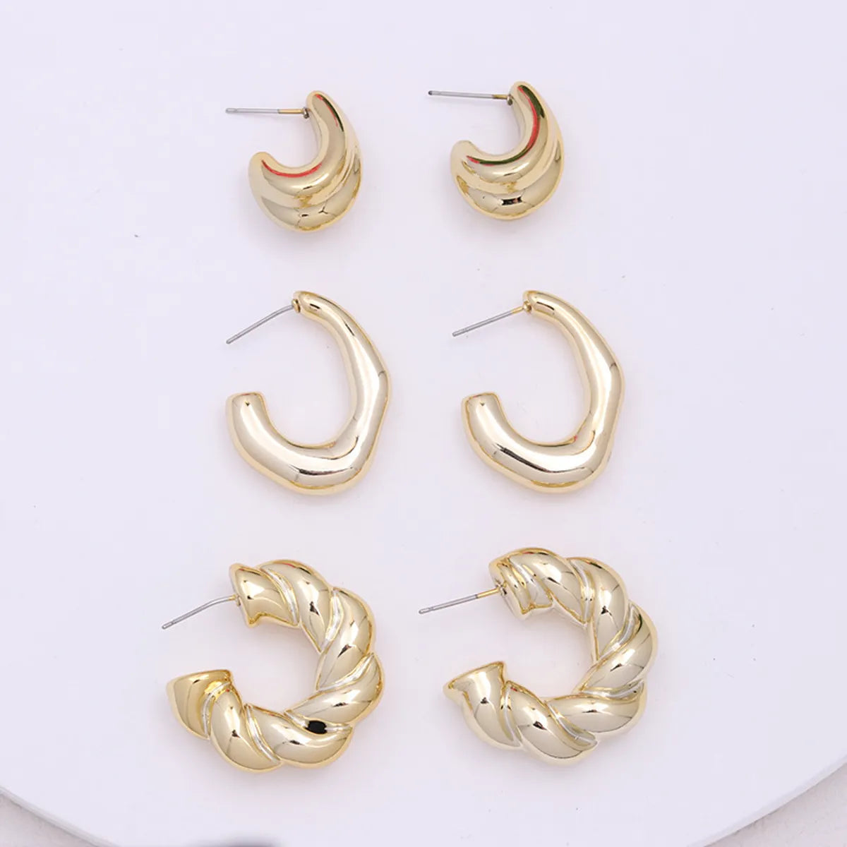 3 Pairs Simple Style Commute Geometric Plating Arylic Ear Studs