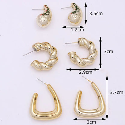 3 Pairs Simple Style Commute Geometric Plating Arylic Ear Studs