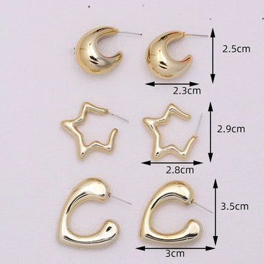 3 Pairs Simple Style Commute Geometric Plating Arylic Ear Studs