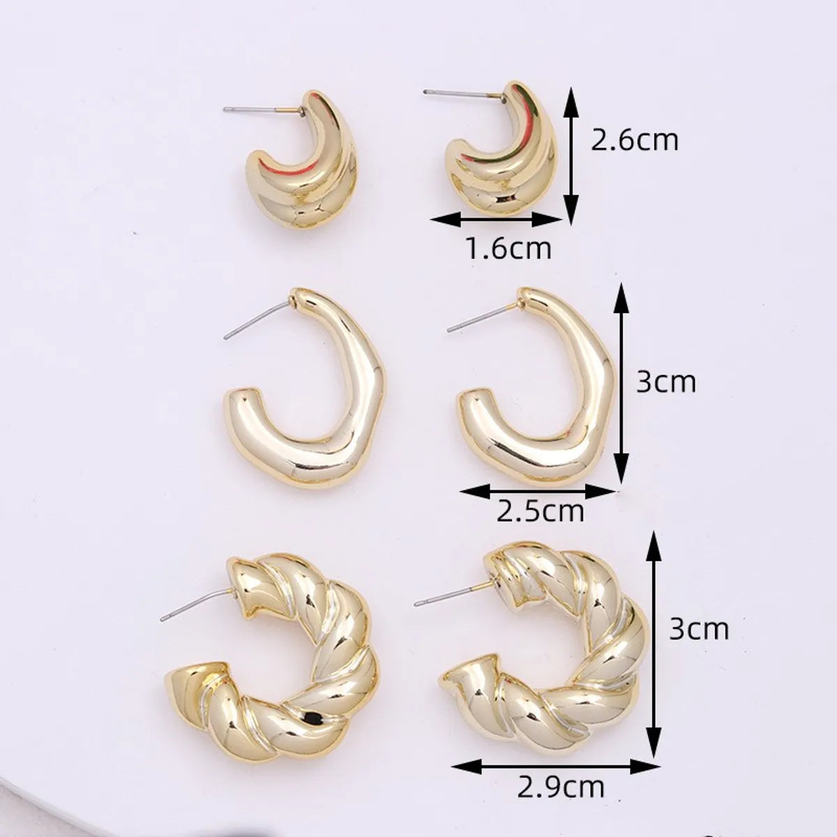 3 Pairs Simple Style Commute Geometric Plating Arylic Ear Studs