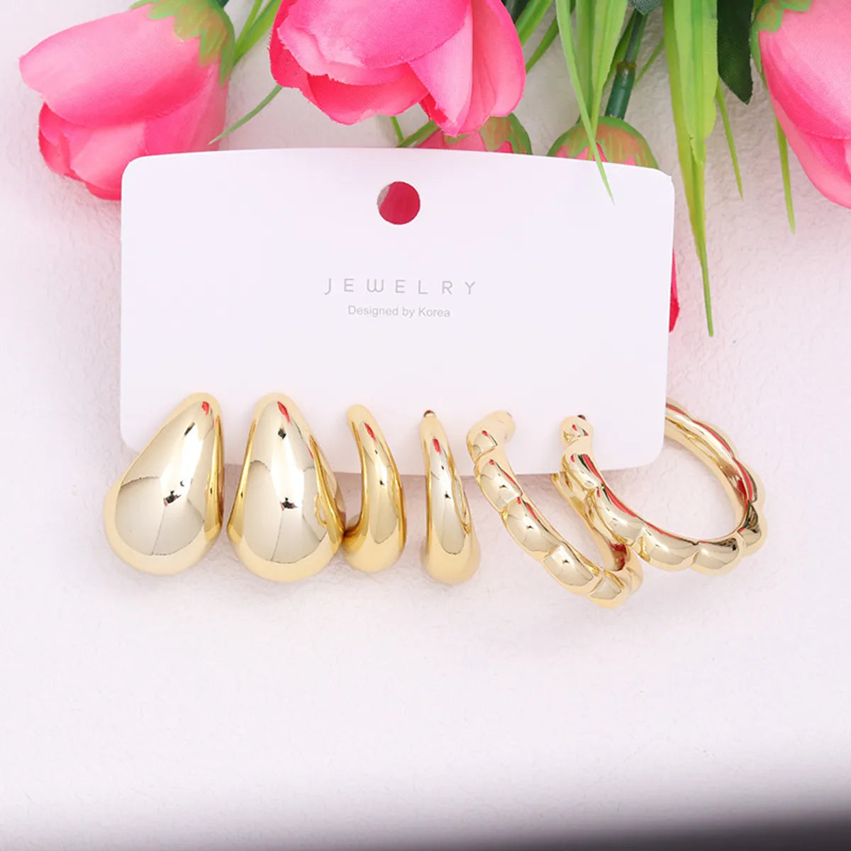 3 Pairs Simple Style Commute Geometric Plating Arylic Ear Studs