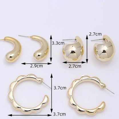 3 Pairs Simple Style Commute Geometric Plating Arylic Ear Studs