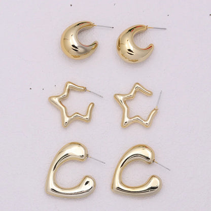 3 Pairs Simple Style Commute Geometric Plating Arylic Ear Studs