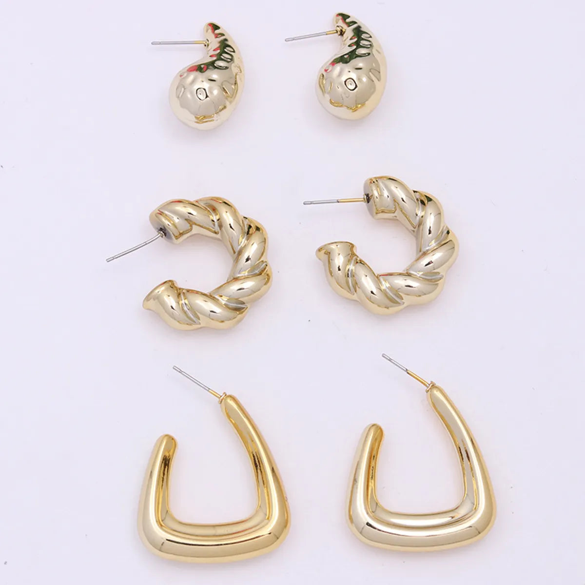 3 Pairs Simple Style Commute Geometric Plating Arylic Ear Studs