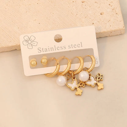 3 Pairs Simple Style Commute Star Plating 304 Stainless Steel 18K Gold Plated Drop Earrings