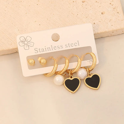 3 Pairs Simple Style Commute Star Plating 304 Stainless Steel 18K Gold Plated Drop Earrings