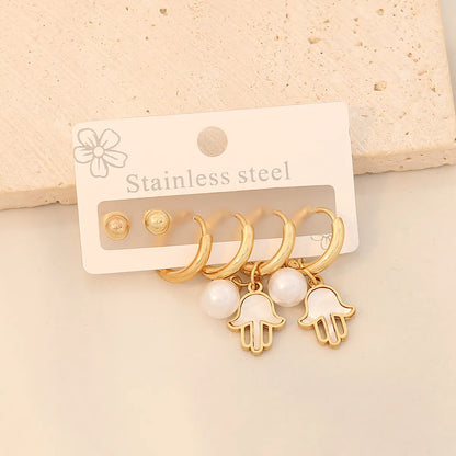 3 Pairs Simple Style Commute Star Plating 304 Stainless Steel 18K Gold Plated Drop Earrings