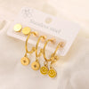 3 Pairs Simple Style  Heart Shape Flower Enamel 304 Stainless Steel 18K Gold Plated Drop Earrings Ear Studs