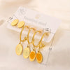 3 Pairs Simple Style  Heart Shape Flower Enamel 304 Stainless Steel 18K Gold Plated Drop Earrings Ear Studs