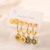 3 Pairs Simple Style  Heart Shape Flower Enamel 304 Stainless Steel 18K Gold Plated Drop Earrings Ear Studs